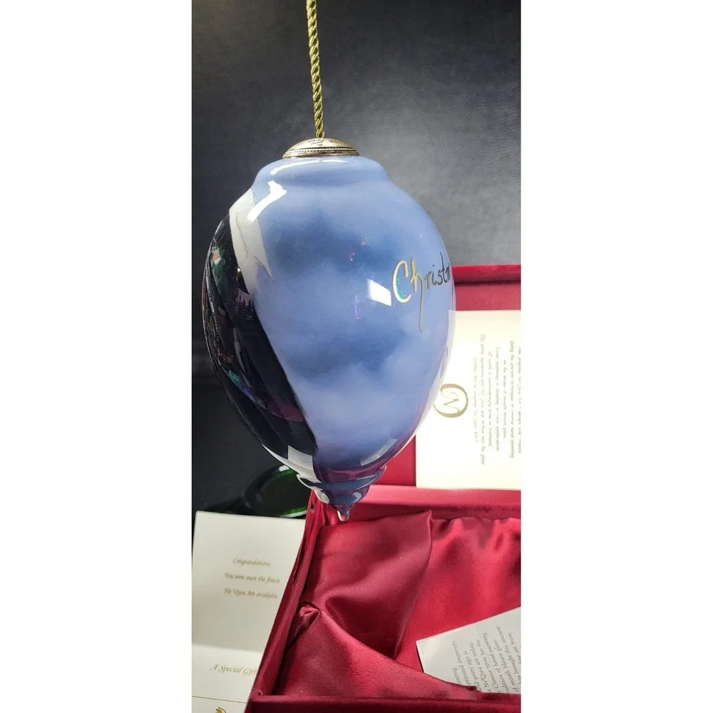 Ne'Qwa Art Reverse Hand Painted Eagle Dreamer Native Americ Blown Glass Ornament